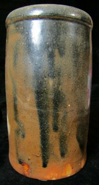 Vintage/antique 8 " Primitive Hand Made Drip Glaze Stoneware Crock Vase