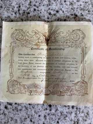 Vintage 1906 Certificate Of Baptism Mennonite Bally Pa