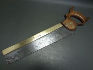 Vintage 14 " Brass Backed Tenon Saw Old Tool By B & I Wilcock