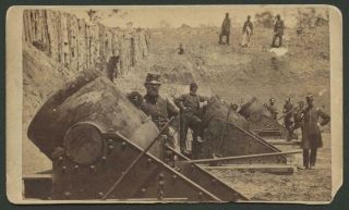 1862 Brady/gibson Outdoor Cdv Civil War Image - Mortars & Soldiers