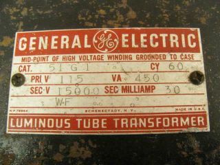 Antique Neon Sign General Electric Light Luminous Tube Transformer 2