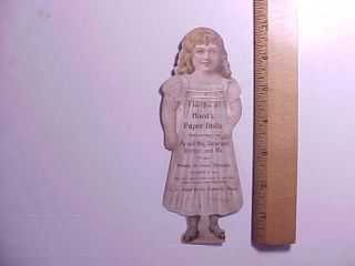 1894 Hoods Pills Medicine Paper Doll Trade Card Shaped Like Little Girl Vg,