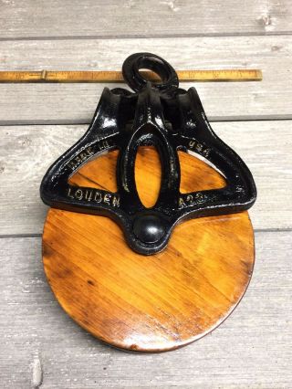 Vintage Louden A23 Cast Iron & Wood Barn Pulley,  Hay Trolley Extra