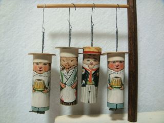Vintage Whimsical German Cardboard Lithograph Candy Container Ornaments Hats Pig