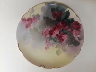 Haviland 8.  5 " Plate Hand - Painted Floral Flowers - Gold Trim Is Worn