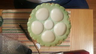 Or Haviland Limoge Oyster Plates,  2green&white,  2white Plates