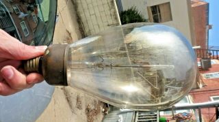 Large 8 " Antique National Mazda Light Bulb Hand Blown Squirrel Cage 1904 Patent