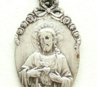 Sacred Heart Of Jesus & Basilica - Gorgeous Antique Medal Pendant From Paris