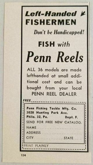 1949 Print Ad Penn Fishing Reels & Tackle Philadelphia,  Pa