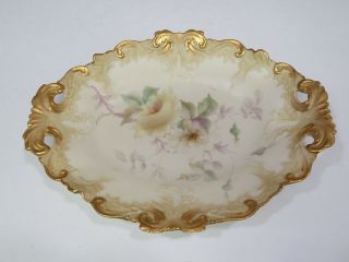 Antique Royal China Worcester England Hand Painted Tray Dish Bowl Roses