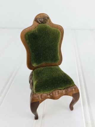 Dollhouse Miniature Chair Sonia Messer Green Velvet High Back Chair