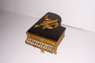 Vintage Antique Grand Piano Music Box Very Ornate Heavy Marble Top