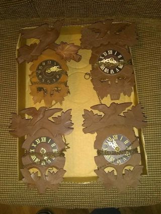 (4) Small German Cuckoo Clocks Germany Repairs Or