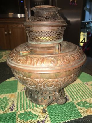 Antique 1896 B & H Bradley & Hubbard Ornate Oil Lamp
