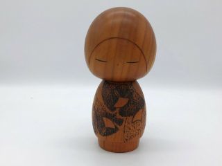 6.  8 Inch (17.  5 Cm) Japanese Vintage Sosaku Wooden Kokeshi Doll Signed ”kanko”