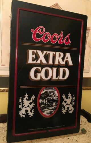 Vintage 1985 Coors Extra Gold Lighted Beer Sign 27” X 17”