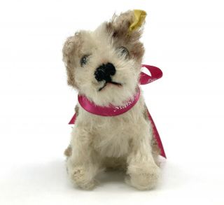 Steiff Molly Puppy Dog Mohair Plush 10cm 4in Id Button Tag 1950s 60s Vintage