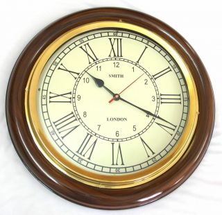 Antique Vintage Brass & Wooden 12 Inch Wall Clock Smith London A Vintage Decor
