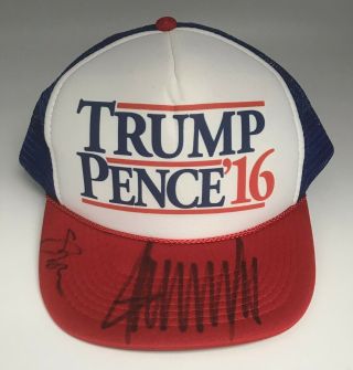 President Donald Trump & Mike Pence Signed 2016 Campaign Hat Beckett Bas Loa