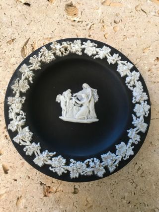 Black Wedgwood Jasperware Round Small Plate Dish White