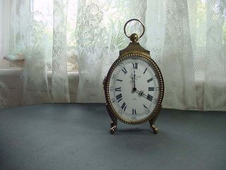 Vintage Louis Schwab Et Fils Brass Swiss Alarm Clock 15 Jewels Rare