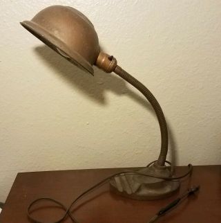 Vintage Leviton Industrial Gooseneck Table Lamp Cast Iron Base