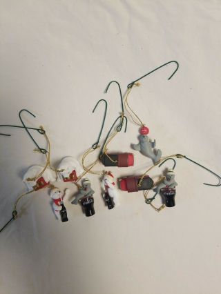 Set Of 5 Coca - Cola Polar Bear 2 " Mini Christmas Ornaments