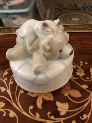 Otagiri Japan Kitten And Teddy Bear Music Box My Favorite Things Porcelain