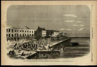 Galveston Texas Harbor View Rebel Attack 1863 Civil War Wood Engraved Print