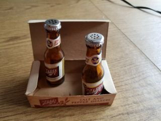 Set Of Vintage Schlitz Beer Mini Beer Bottle Salt And Pepper Shakers Brn Glass