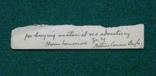 Antique Signed End Letter British Author Sir Arthur Conan Doyle Sherlock Holmes