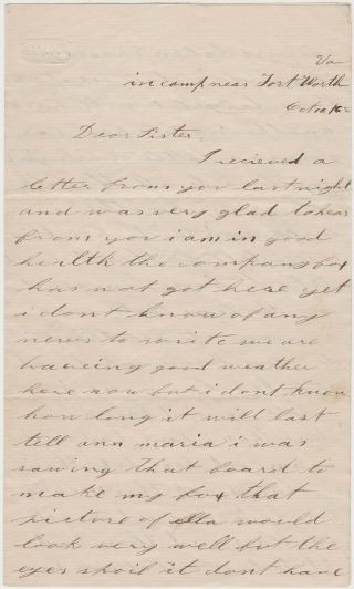 1862 Civil War Soldier Letter - Alexandria Va - Fort Worth