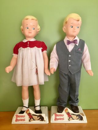 Vintage Old King Cole Buster Brown Boy Girl Mannequin Mannequins Store Display