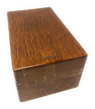 Vintage Shaw Walker Oak Wood Desktop File Box - Recipe Box - Storage