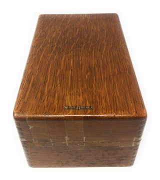 Vintage Shaw Walker Oak Wood Desktop File Box - Recipe Box - Storage 2