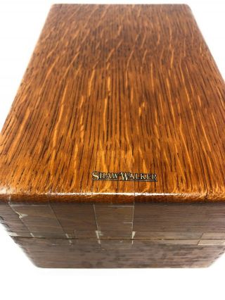 Vintage Shaw Walker Oak Wood Desktop File Box - Recipe Box - Storage 3