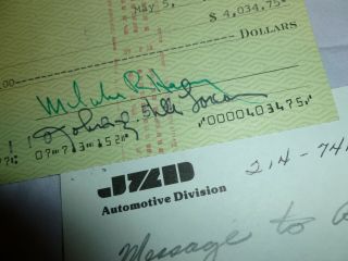 Bank Check To Dmc Signed John Delorean,  Jzd Auto Division Letterhead,  More