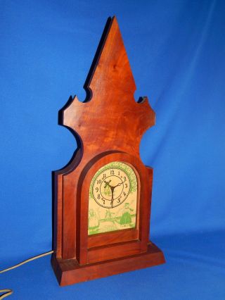 Rare Antique Dutch Art Deco 29 " Tall Wooden Windmill Clock Mantle Or Wall
