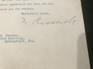 President Theodore Teddy Roosevelt autograph signed letter from personal office 2