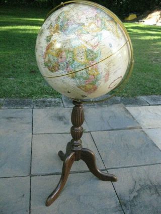 Vintage Replogle Globe,  World Classic,  16 " Wood Floor Model Stand,  Made In Usa
