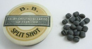 Selby Split Shot Bb Tin W/ Sinkers Smelting Lead Co San Francisco American Art