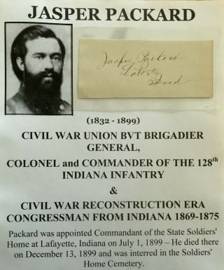 Civil War General Colonel 128th Indiana Infantry Congressman Autograph Signed Vf