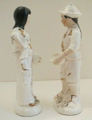 Vtg L & M Lipper & Mann Asian Japanese Boy & Girl w/ Spaghetti Detail Figurines 2