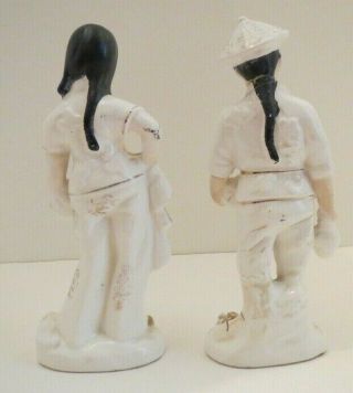 Vtg L & M Lipper & Mann Asian Japanese Boy & Girl w/ Spaghetti Detail Figurines 3