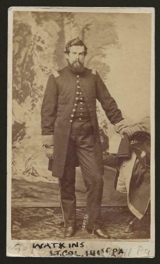 Civil War Cdv Union Lt Colonel Guy H Watkins 141st Pa Vols.  Kia Petersburg