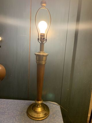 Vintage Mid Century Modern Stiffel Table Lamp Brass Walnut