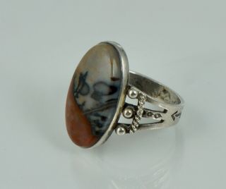 Moss Agate Old Pawn Native American Sterling Fred Harvey Era Vintage Ring Navajo 2