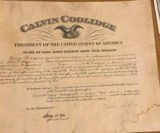 Calvin Coolidge Document Signed (postmaster Appointment) President