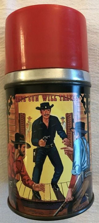 Have Gun Will Travel Thermos,  Paladin,  Red Top,  With Cap & Cup - 1960