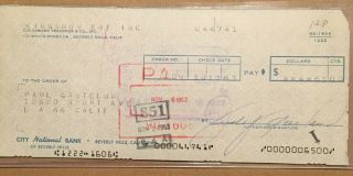 Judy Garland Signed Check (10/11/1963) “the Wizard Of Oz”actress